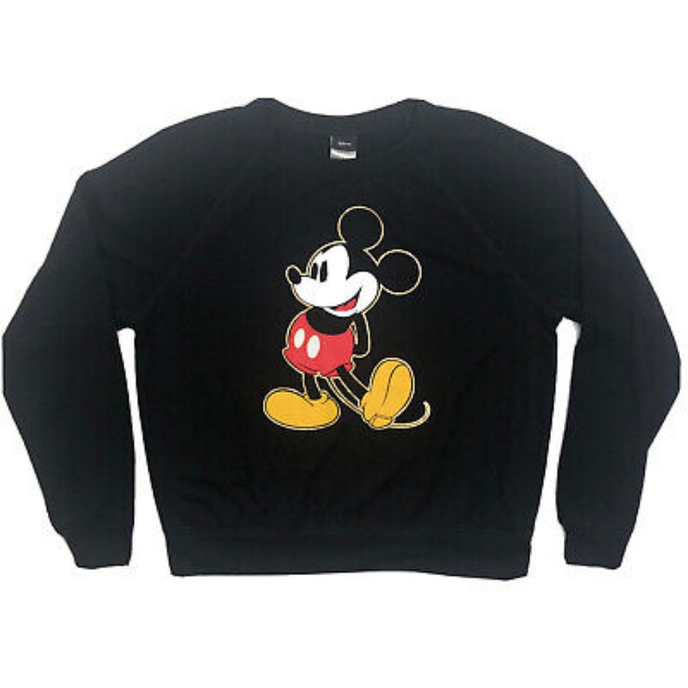 Disney Mickey Mouse Graphic Jerry Leigh Women's Black Pullover Sweater